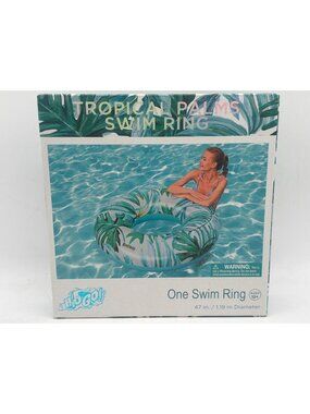 Tropical Palms 47-Inch Inflatable Swim Ring By Bestway Leaf Print For Ages 12+